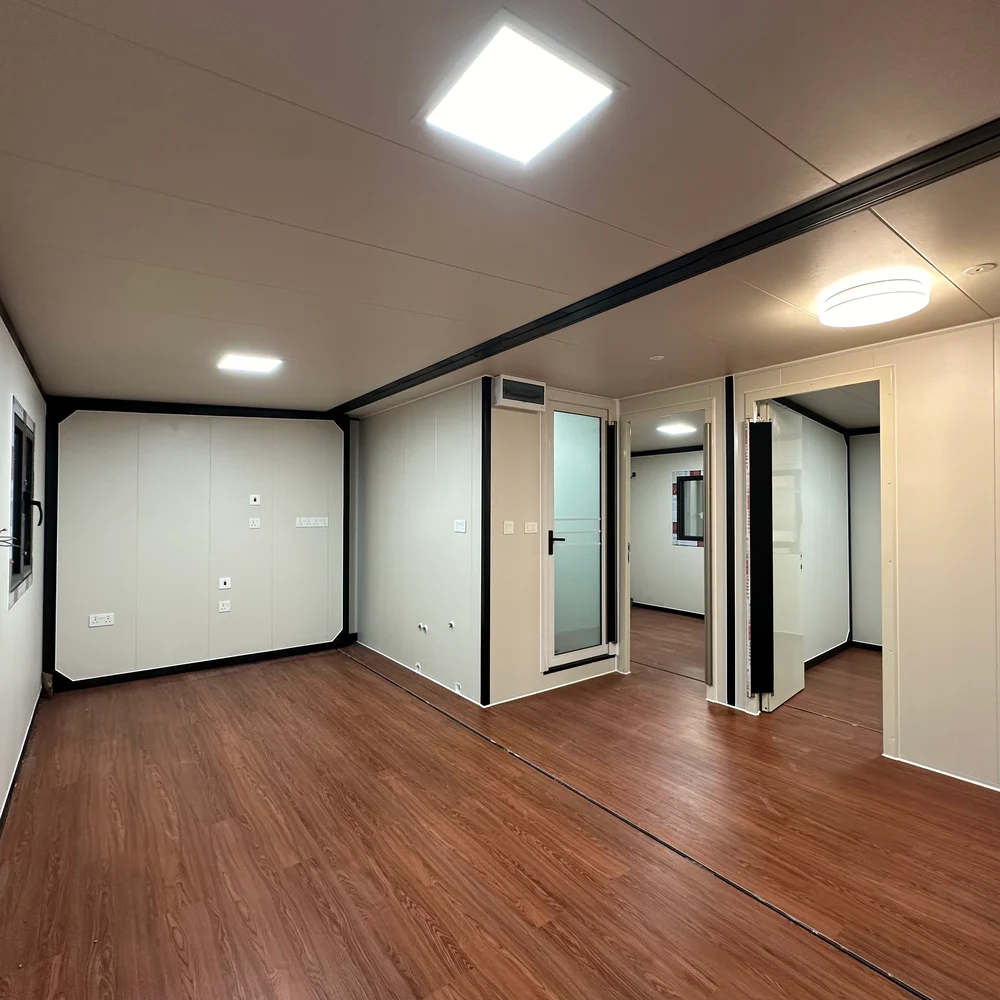 Interior — brown flooring Unfurnished interior with brown wood-look flooring, a window and partitioned doorways.
