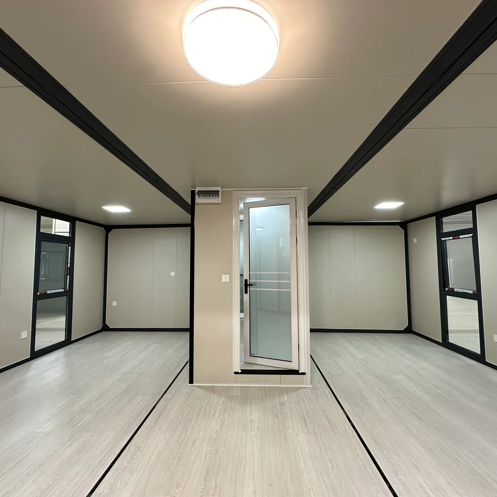 Qinbo Modern 20 — Unfurnished Interior — Central Partition Unfurnished interior with a central partition, a frosted-glass door and windows on both sides.