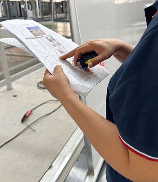 Inspector reviewing the configuration checklist.