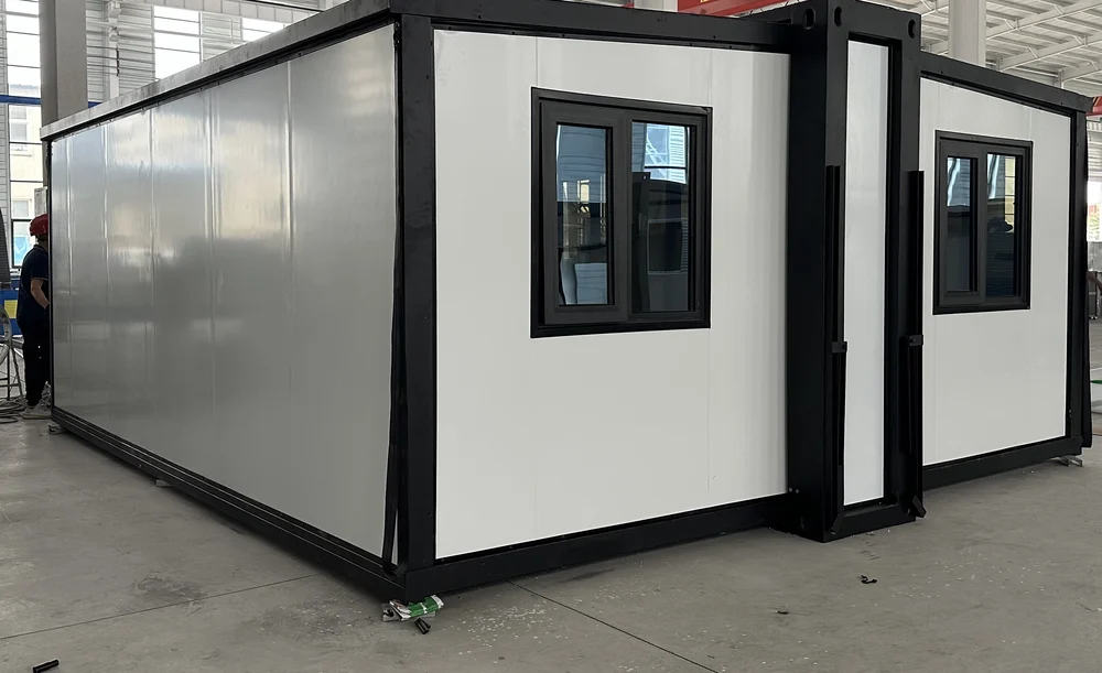 Expandable home with soft white exterior and smooth finish, EX-E01