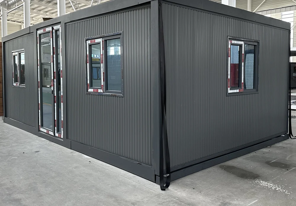 Expandable home with charcoal exterior and vertical fine ribs finish, EX-M17