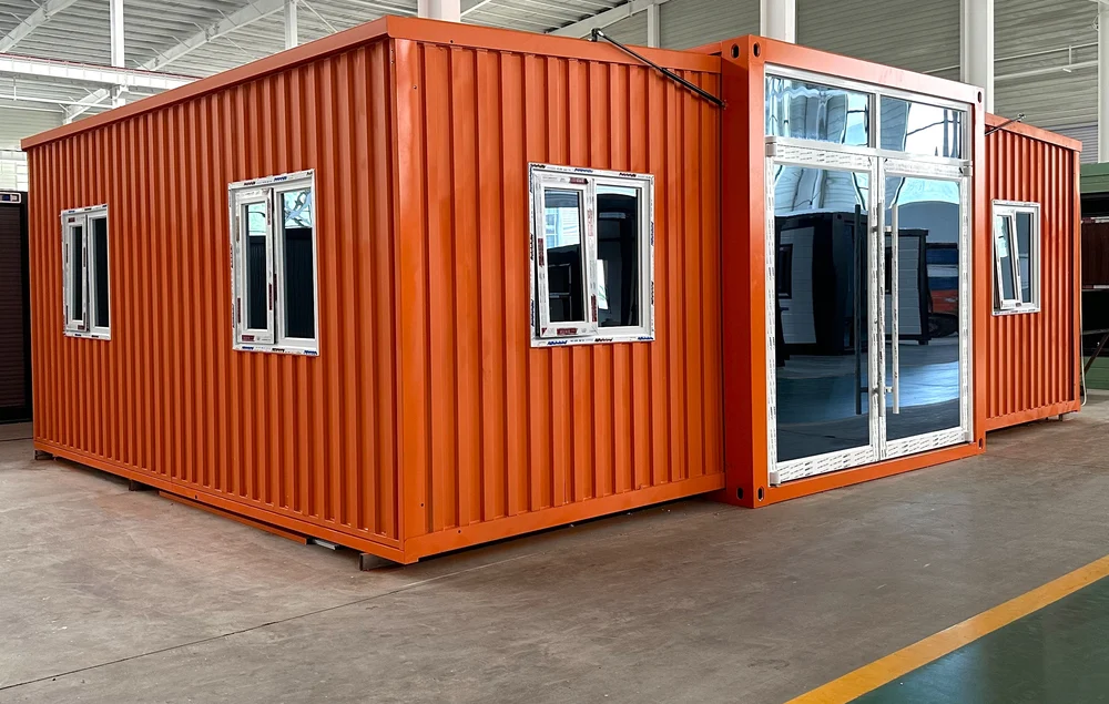Expandable home with orange exterior and vertical wide flutes finish, EX-M21